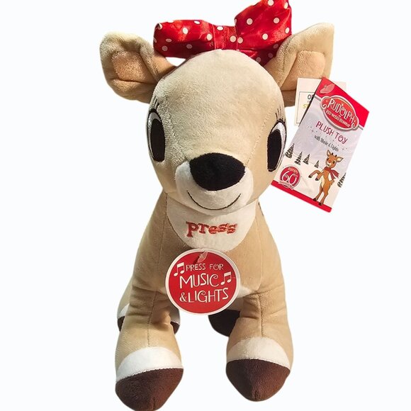 Rudolph The Red Nosed Reindeer & Clarice 10 in Light Up Musical Plush Pair NWT - Picture 6 of 16